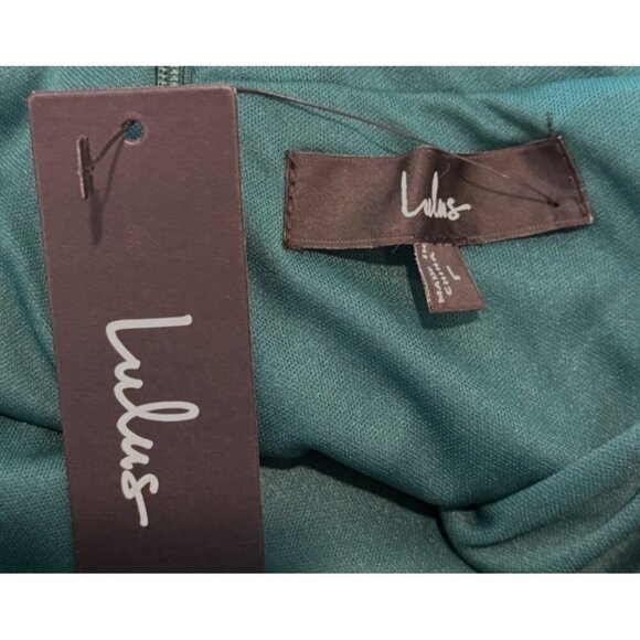 LULU's Sexy Chic Prom Wedding Bridesmaid Satin Ruffle Lace Up Back Maxi Dress - Picture 6 of 7